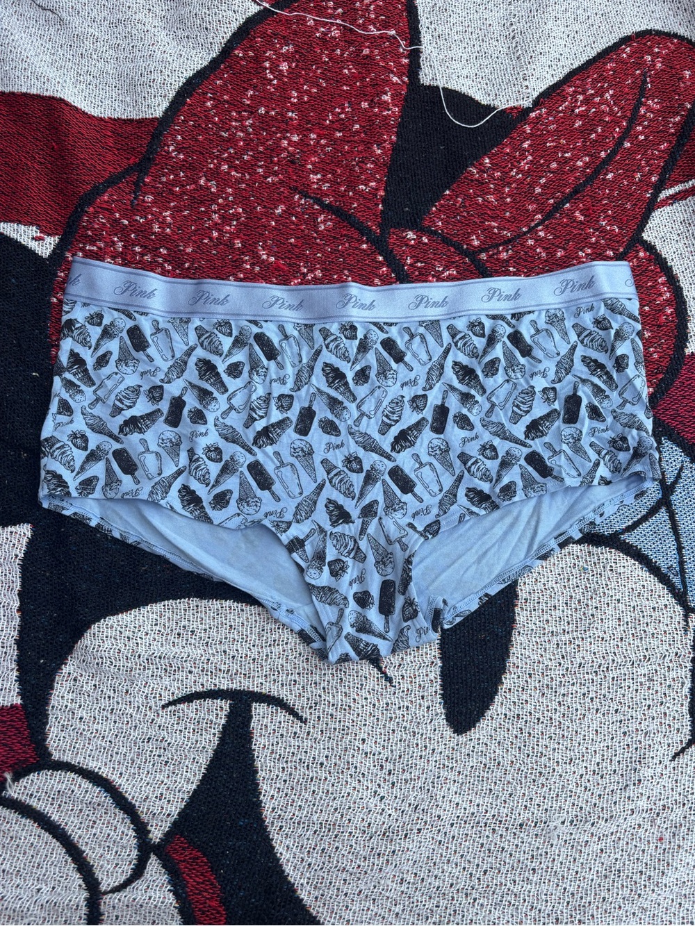 NWT PINK VICTORIAS SECRET BLUE ICE CREAM GRAPHIC UNDERWEAR SIZE XXL